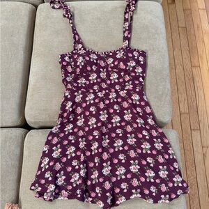 Altar'd State Floral Burgundy Tie-Strap Romper